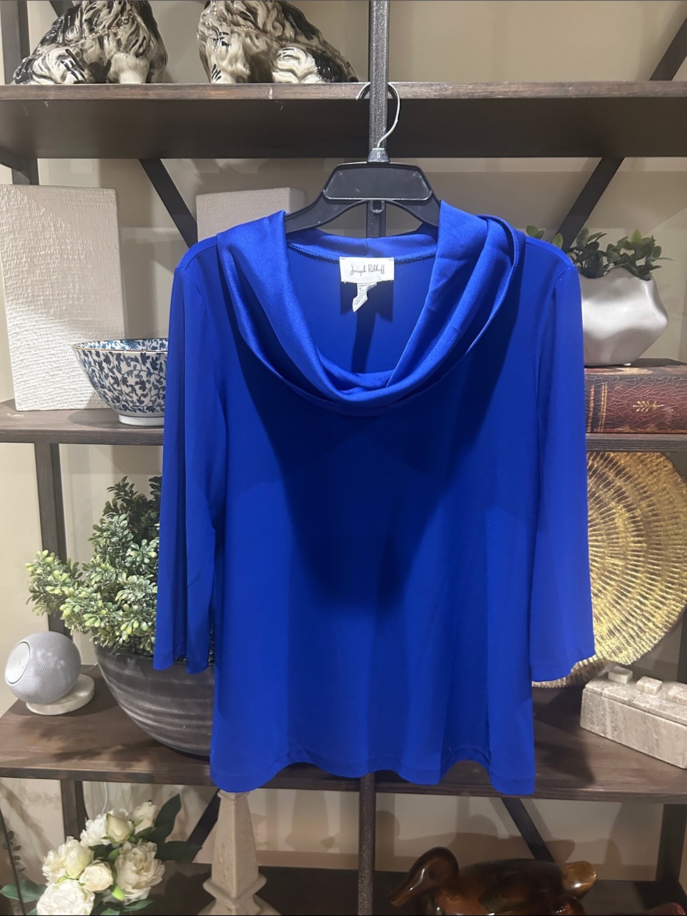 Joseph Ribboff 12 Cowl Neck Royal Blue Women's Top NWOT